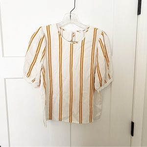 Mango yellow gold and white striped shirt sleeve top size 2